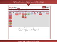 Office worker screen displaying jobs split by job type