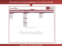 Office worker screen displaying shipments set to be delivered per day