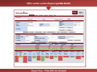 Office worker screen displaying order details 